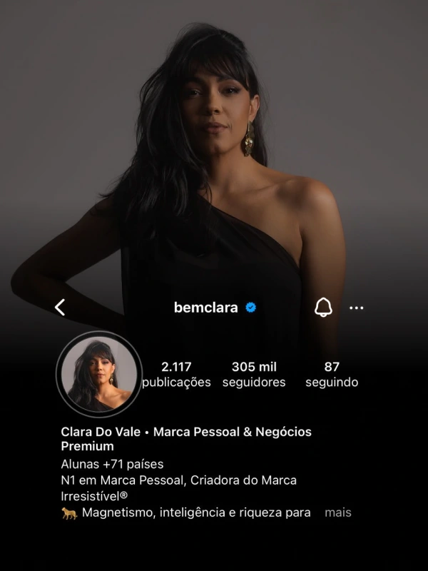 Perfil de Instagram de Clara do Vale, cliente do Wendell