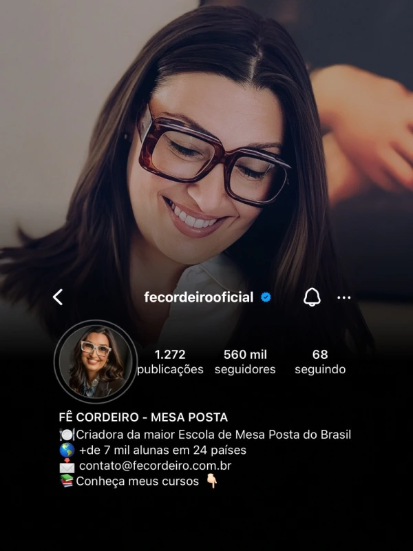 Perfil de Instagram de Fê Cordeiro, cliente do Wendell
