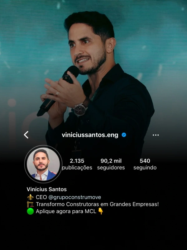 Perfil de Instagram de Vinícius Santos, cliente do Wendell